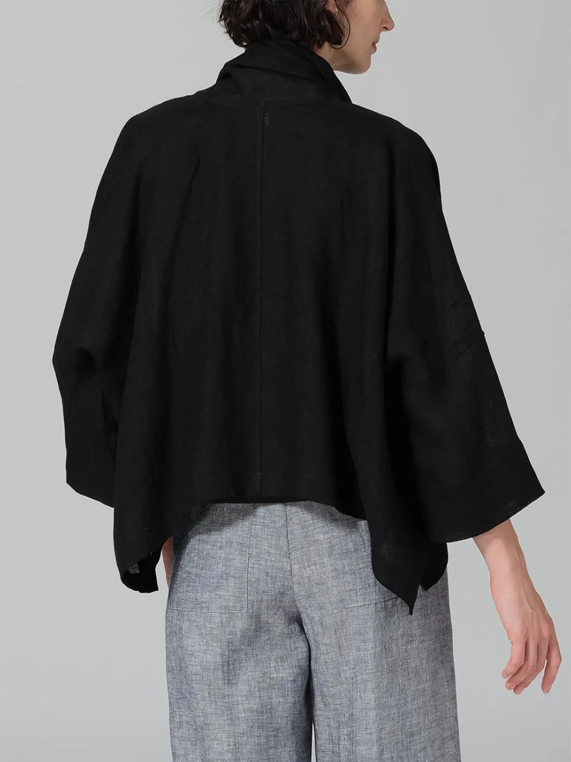 IDEALSANXUN Linen Summer Cardigans for Women Lightweight 3/4 Sleeve Shrugs Blazer Jackets Kimono Dress Cover Up Tops