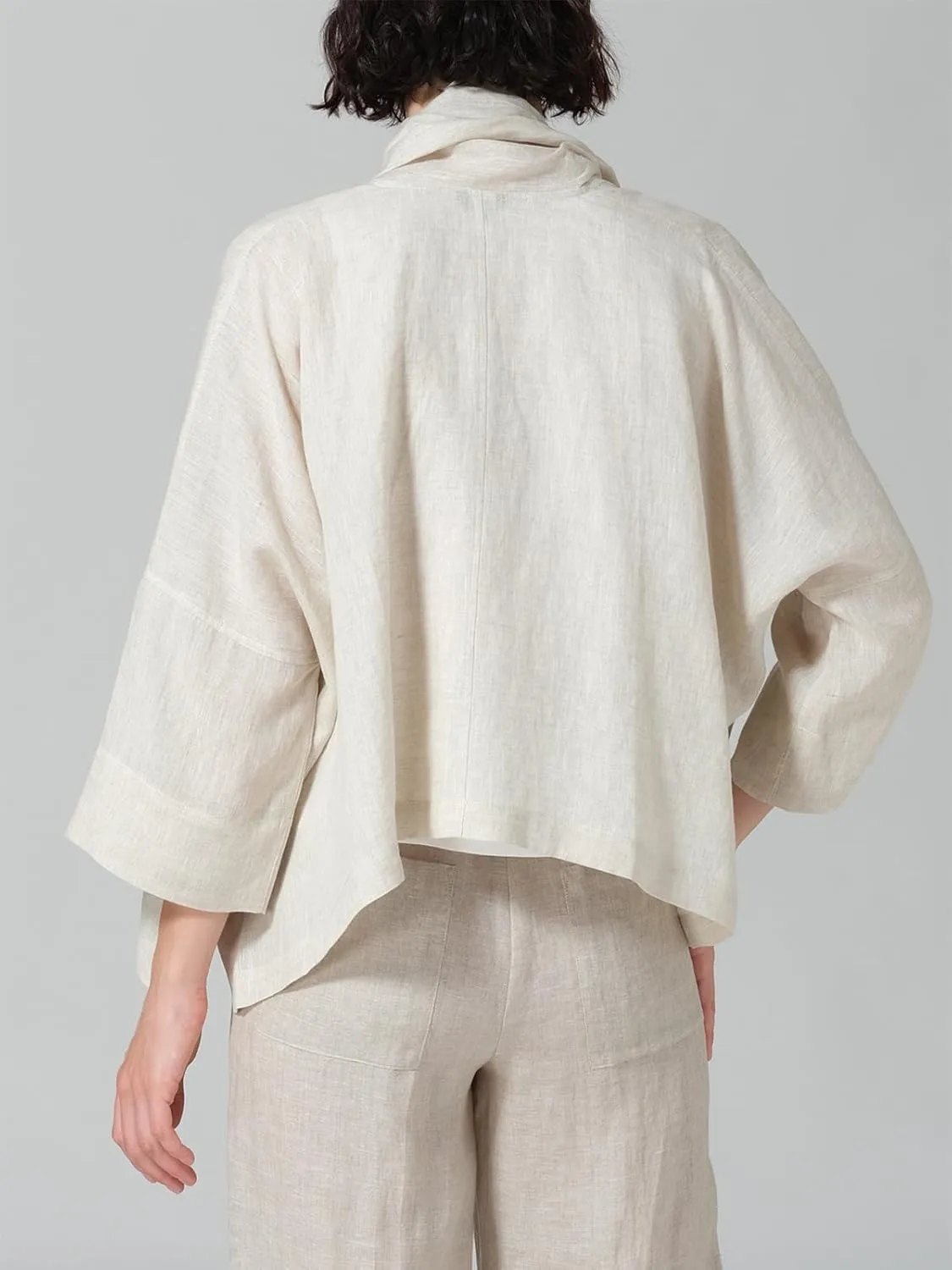 IDEALSANXUN Linen Summer Cardigans for Women Lightweight 3/4 Sleeve Shrugs Blazer Jackets Kimono Dress Cover Up Tops