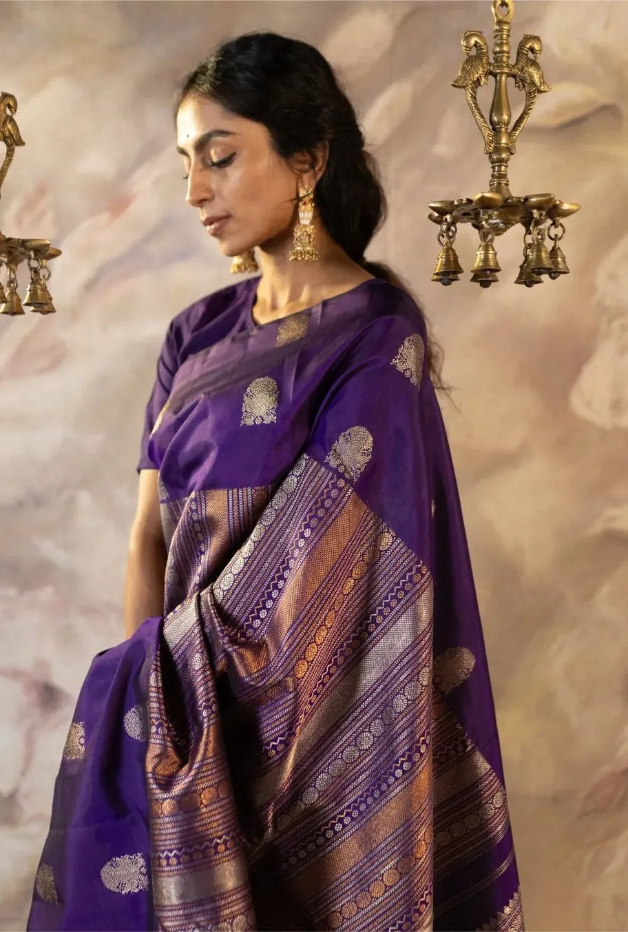 Impressive Purple Soft Silk Saree With Surpassing Blouse Piece