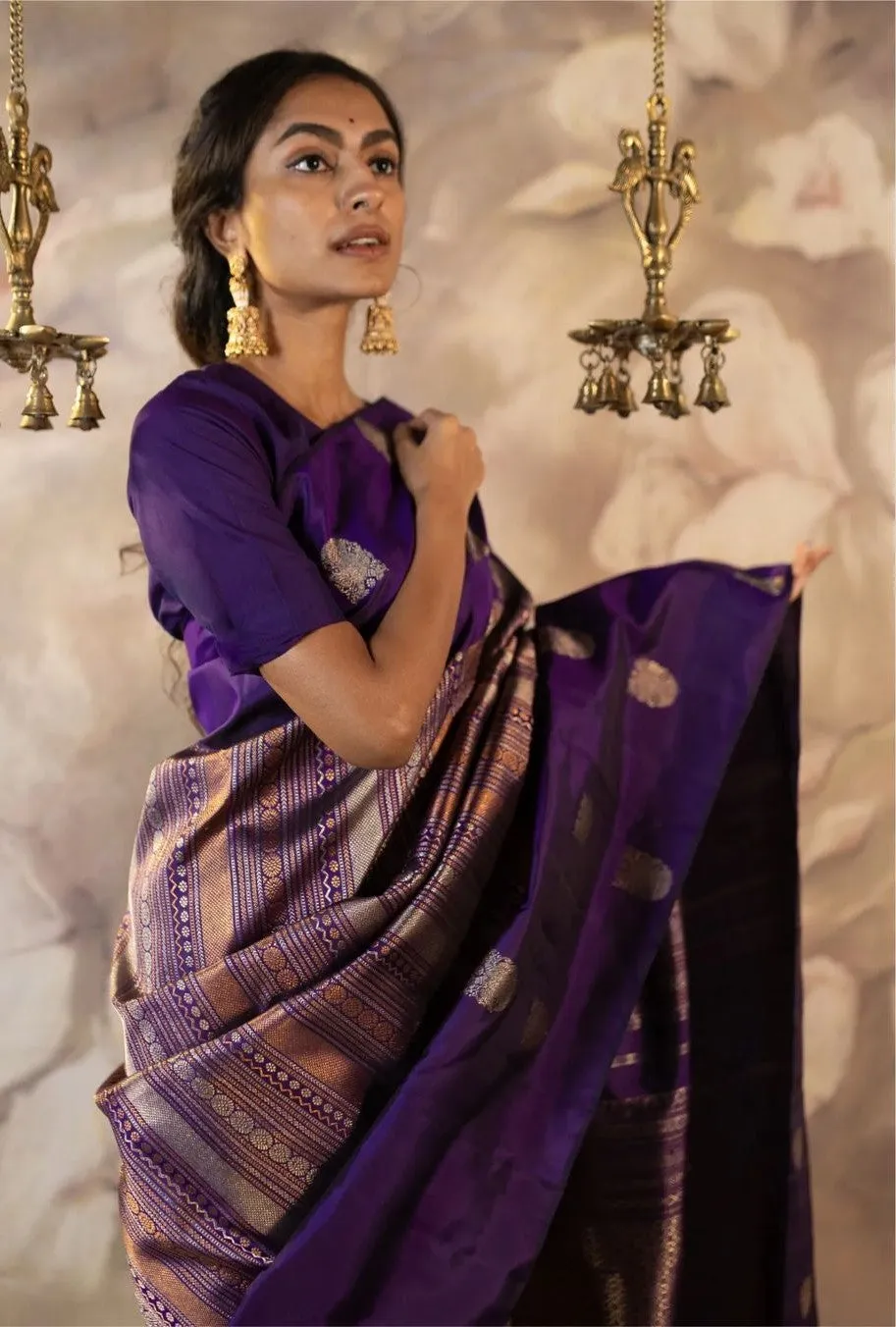Impressive Purple Soft Silk Saree With Surpassing Blouse Piece