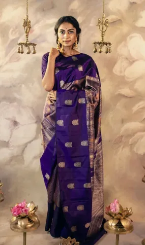 Impressive Purple Soft Silk Saree With Surpassing Blouse Piece