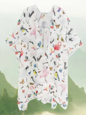 JC070979 Multicolor Bird Kimono