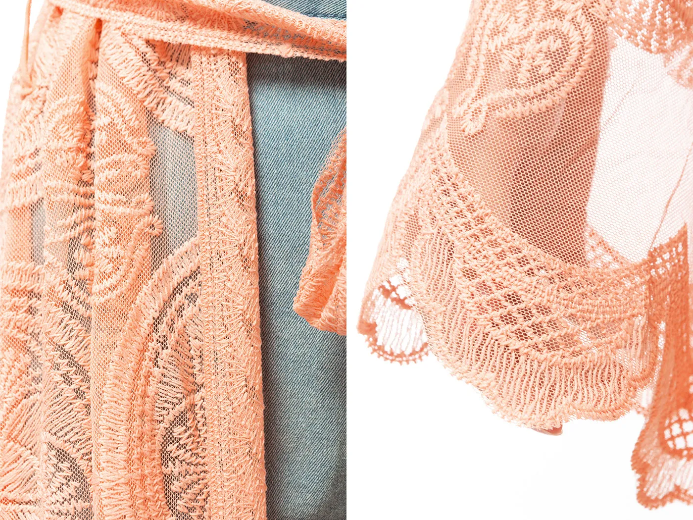 Lace Embroidered Kimono Swimsuit Cover-Up