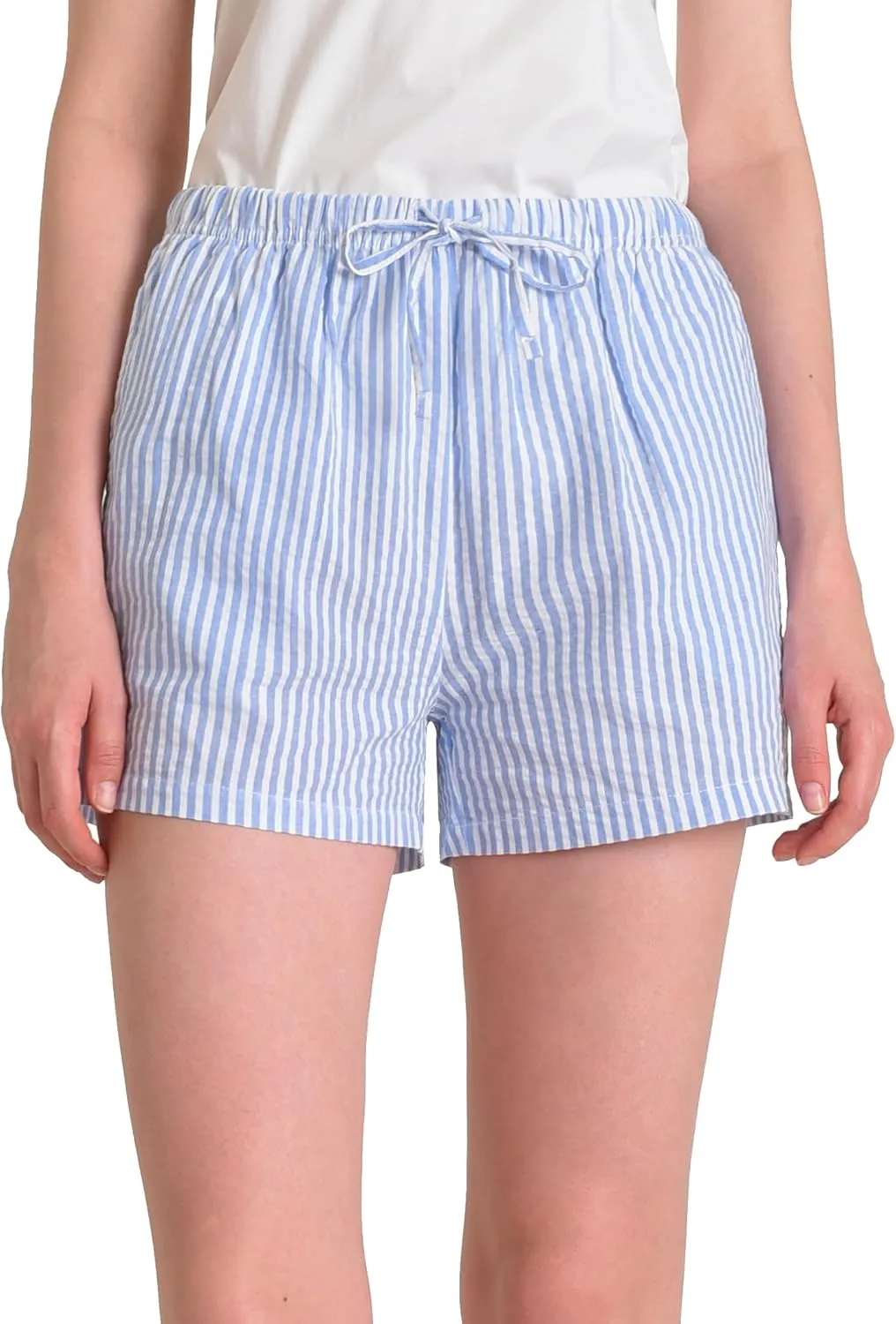 Latuza Women's Cotton Pajama Shorts Soft Seersucker Sleep Shorts Pack