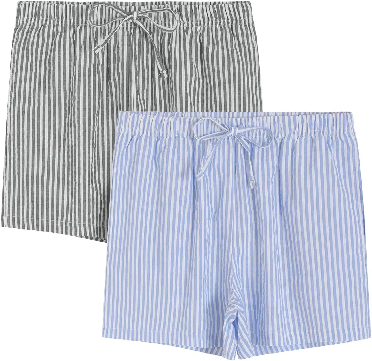 Latuza Women's Cotton Pajama Shorts Soft Seersucker Sleep Shorts Pack