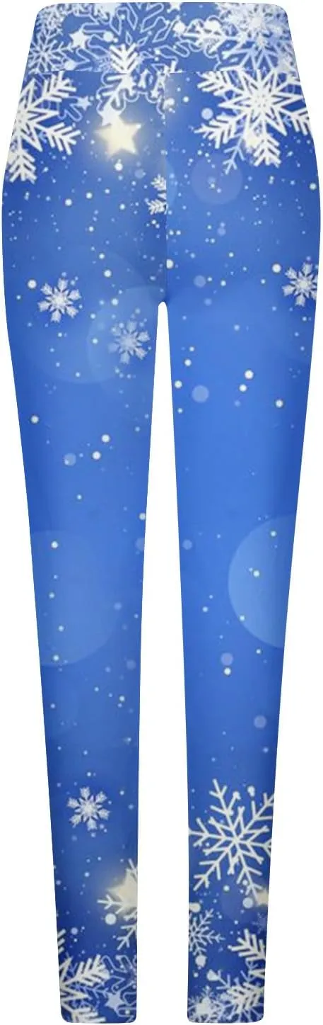 LAWOR Womens Fleece Leggings Denim Printed Casual Boot Leggings Warm High Waisted Fall Winter Pants Trendy Tight Pants