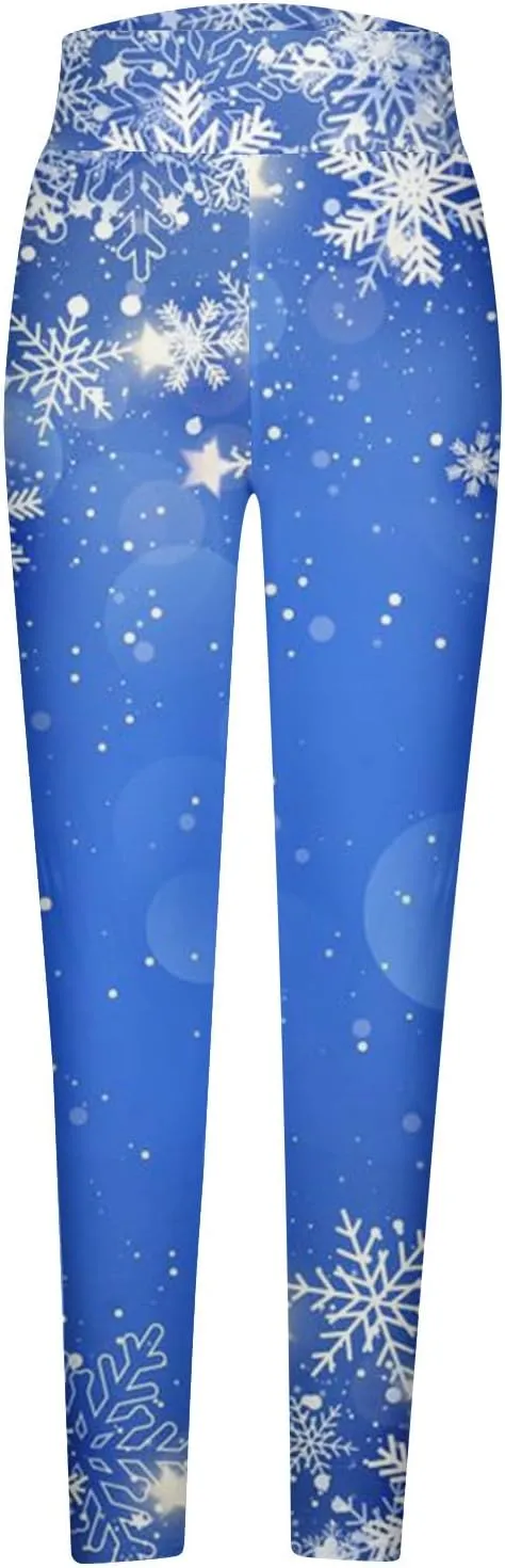 LAWOR Womens Fleece Leggings Denim Printed Casual Boot Leggings Warm High Waisted Fall Winter Pants Trendy Tight Pants
