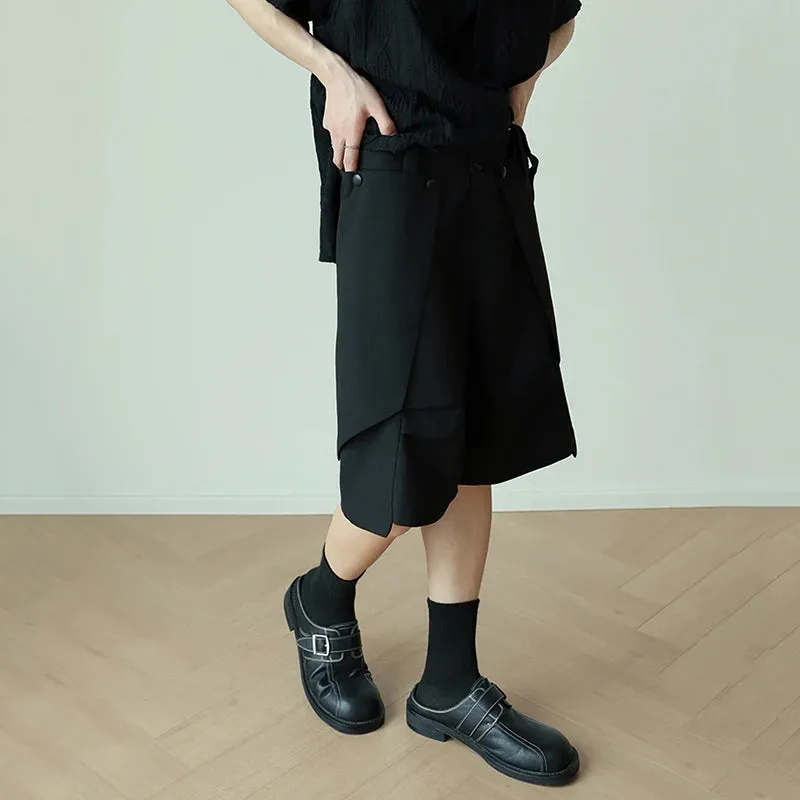 Layered Solid Straight Casual Shorts