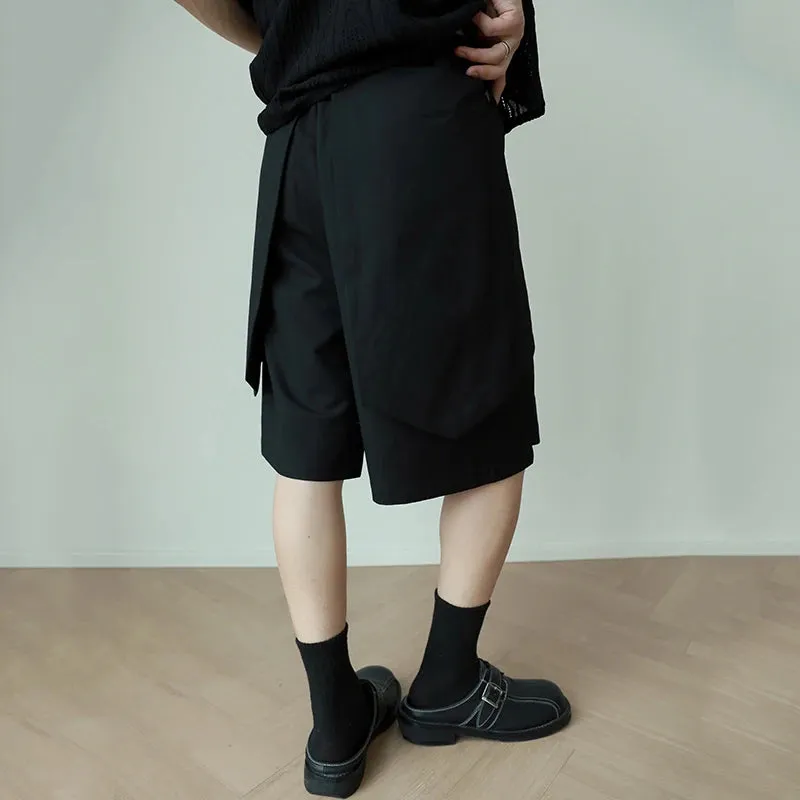 Layered Solid Straight Casual Shorts