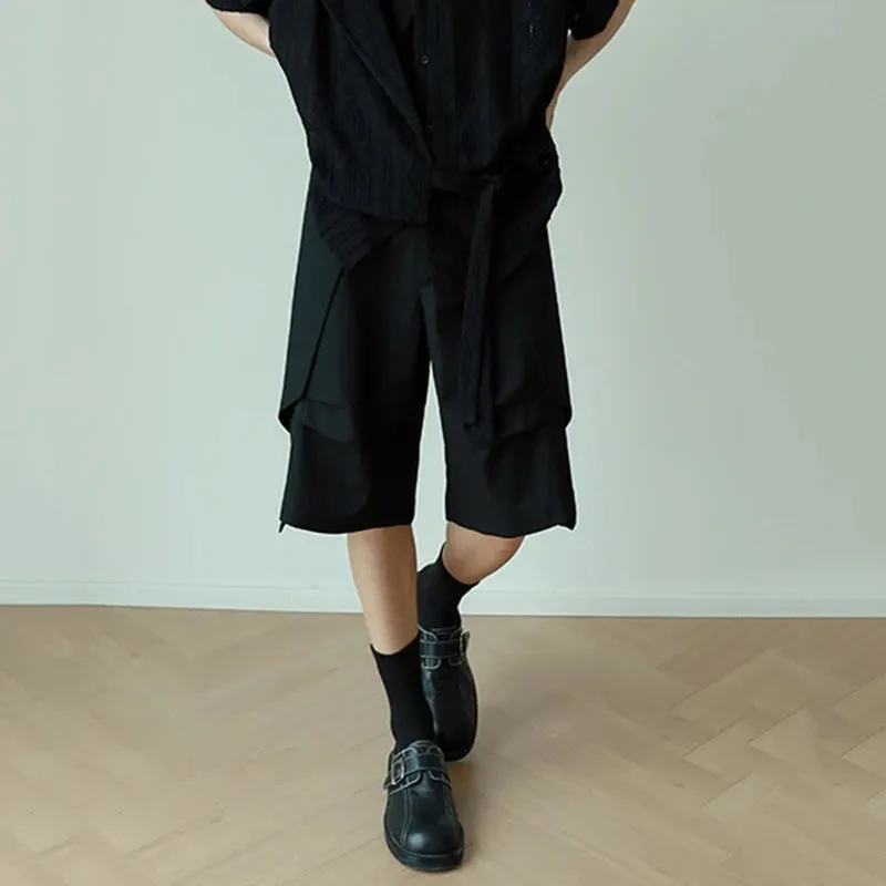 Layered Solid Straight Casual Shorts