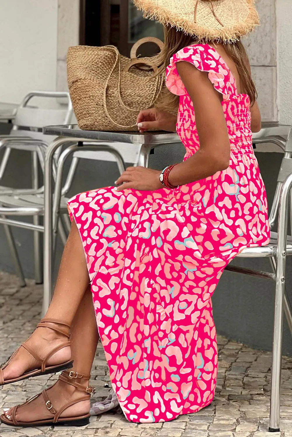 Leopard Sundress Dress - Hot Pink