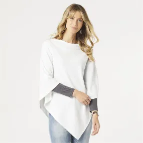 Lightweight Brushed Poncho  - Winter White