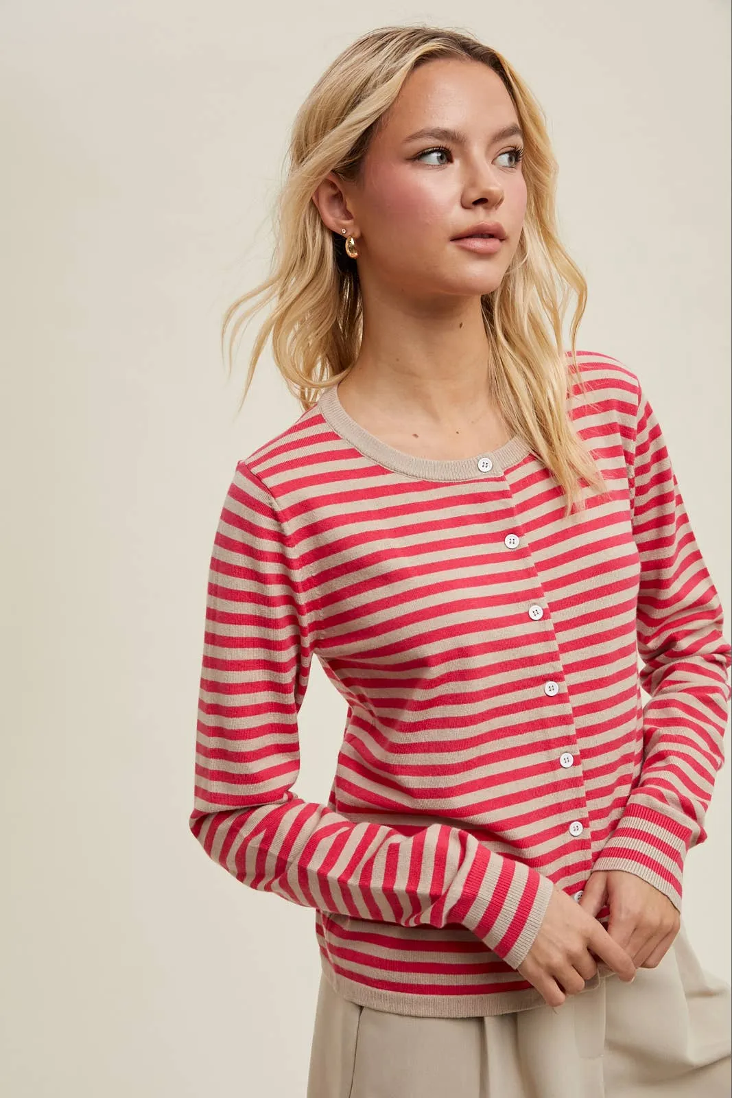 LIGHTWEIGHT STRIPED CARDIGAN