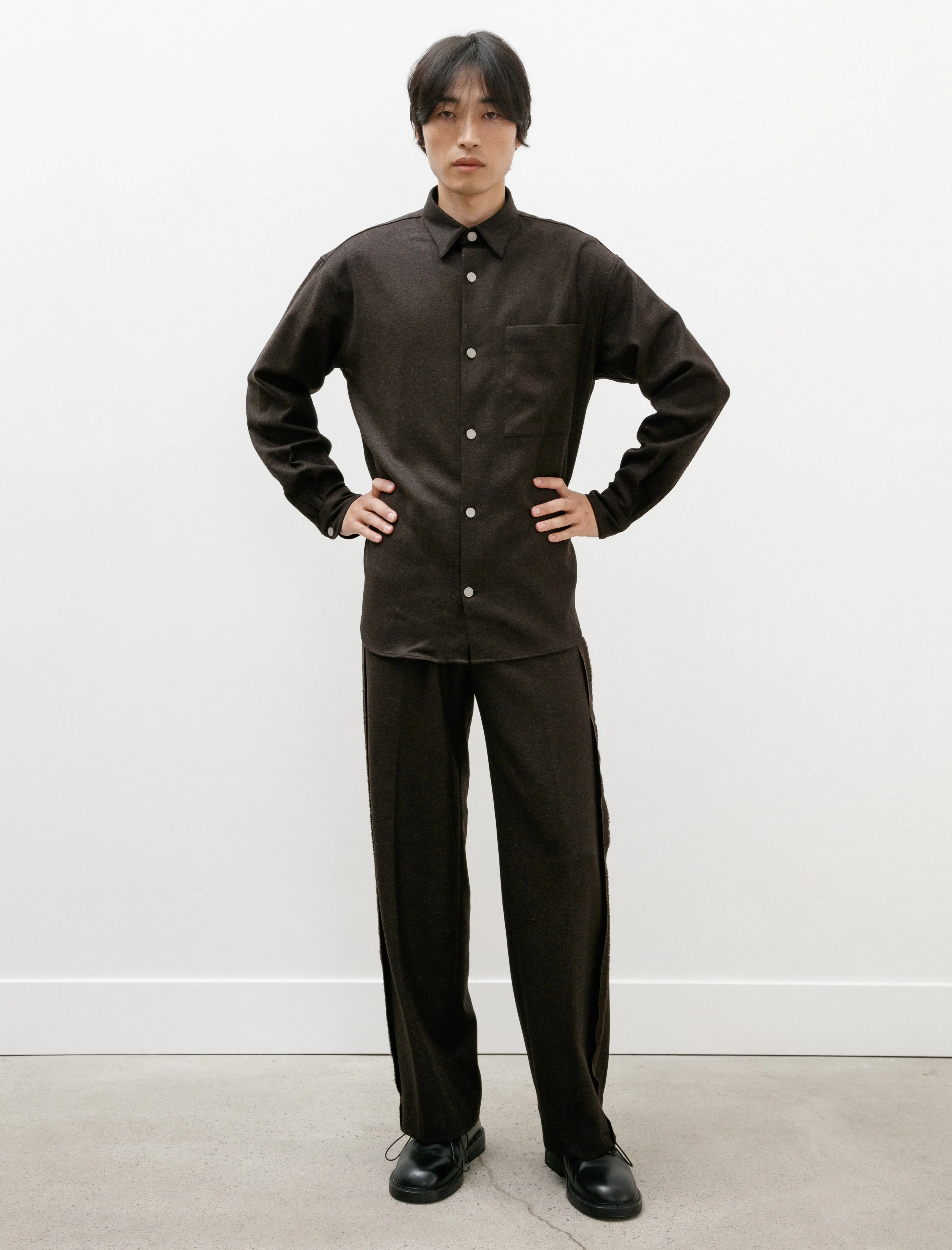 Line Tailor Pants Fine Grained Tweed Chestnut
