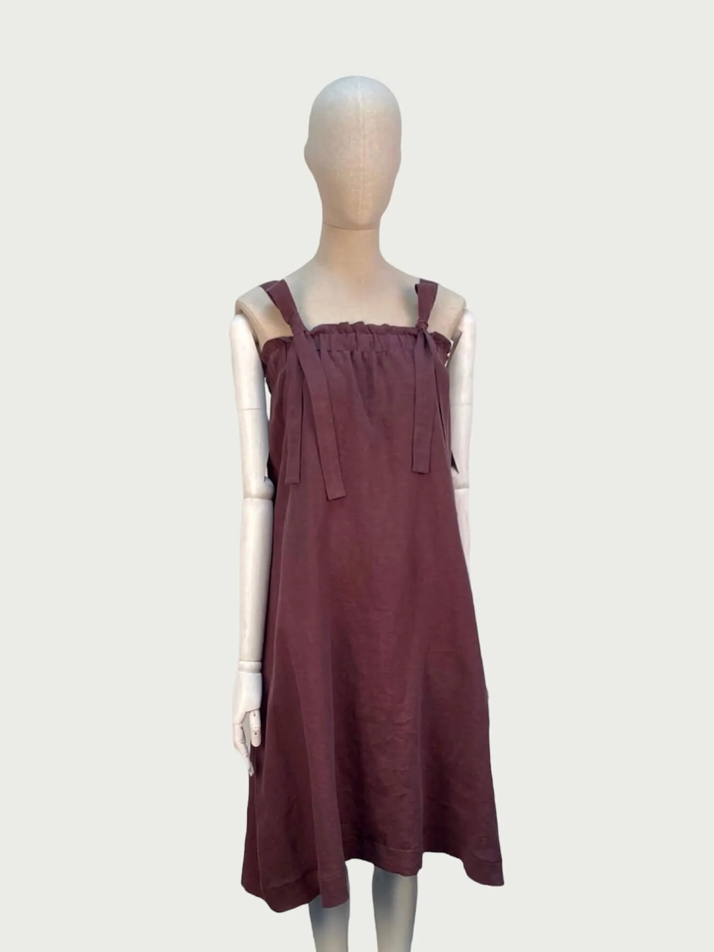 Linen Sundress in Deep Wine, small / OG Price: $248.00