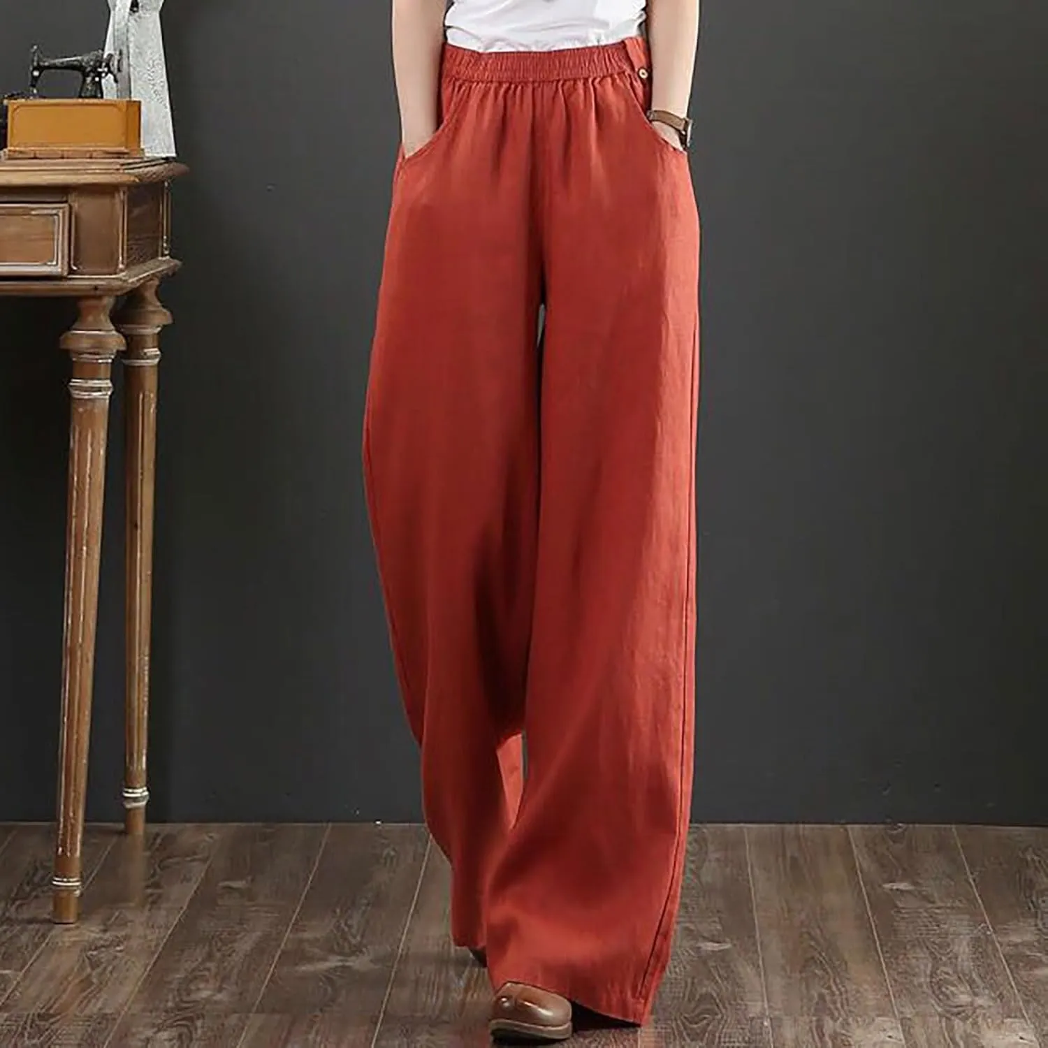 Long Pants for Women Straight Leg Loose Baggy Trousers Comfort Casual Lounge Palazzo Trouser Sweatpants