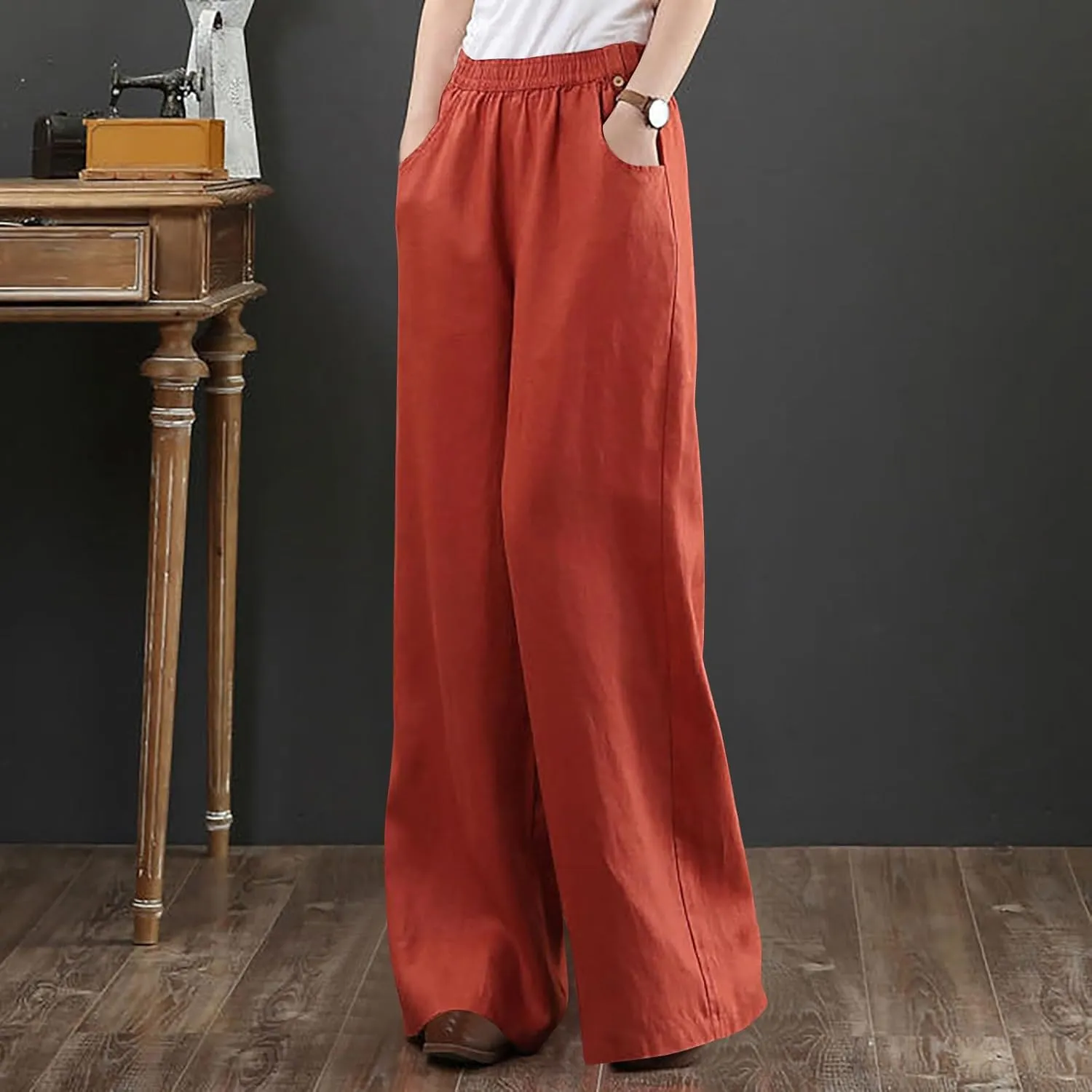 Long Pants for Women Straight Leg Loose Baggy Trousers Comfort Casual Lounge Palazzo Trouser Sweatpants