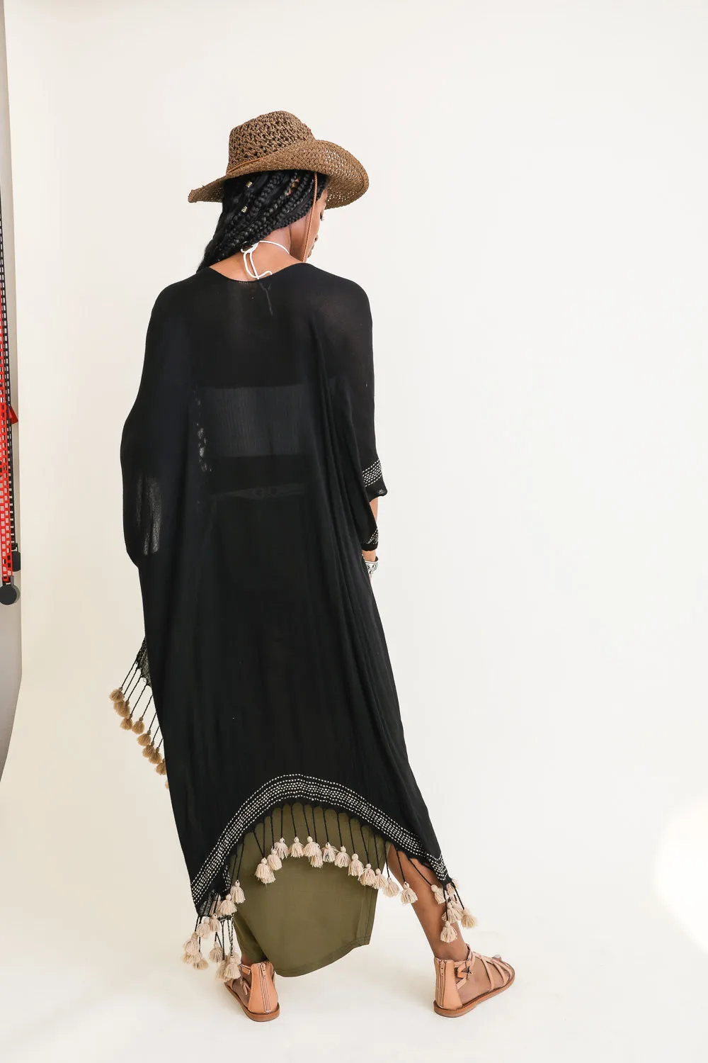 Longline Tassel Border Kimono – Chic & Breezy