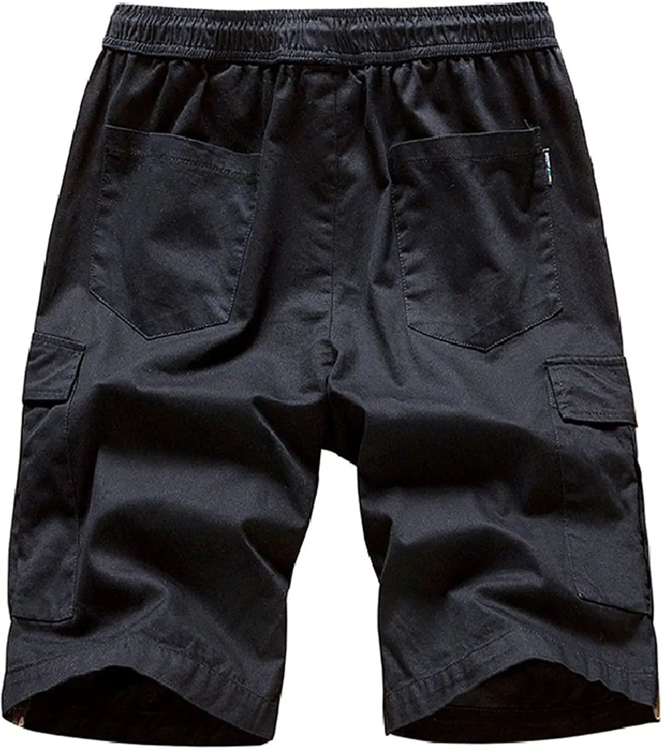 Lu's Chic Men's Shorts Cotton Cargo Shorts Drawstring Soft Casual Knee Length Summer Fitted