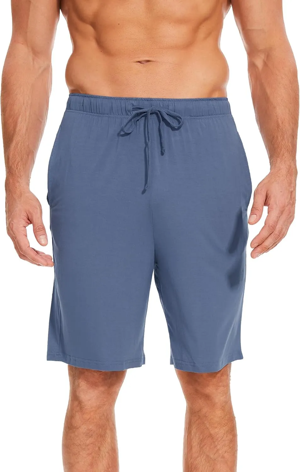 Men's Bamboo Viscose Pajama Shorts Soft Lightweight Knit Sleepwear Shorts with Pockets