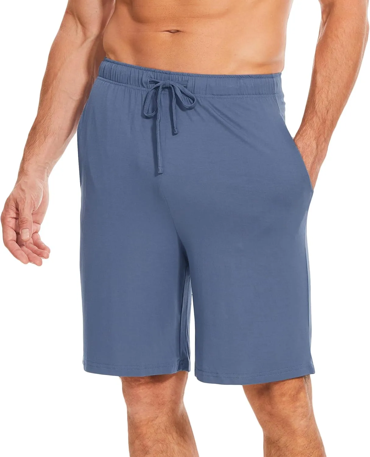 Men's Bamboo Viscose Pajama Shorts Soft Lightweight Knit Sleepwear Shorts with Pockets