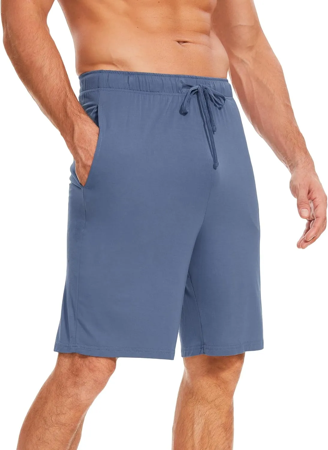 Men's Bamboo Viscose Pajama Shorts Soft Lightweight Knit Sleepwear Shorts with Pockets