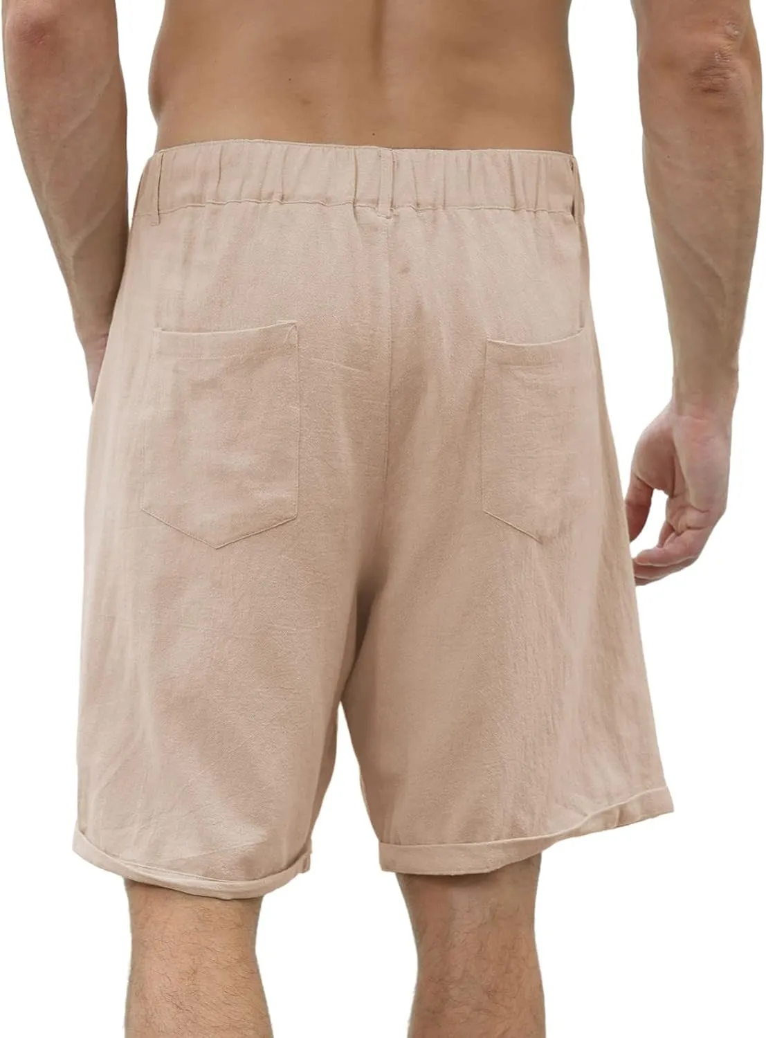 Men's Casual Cotton Linen Shorts Casual Stretch Wide Leg Lounge Shorts Loose Lightweight Summer Beach Shorts with Pockets