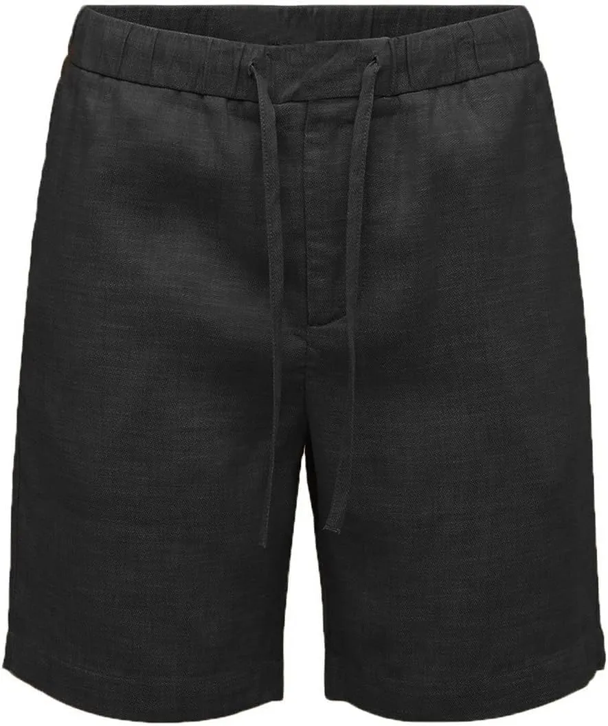 Men's Casual Cotton Linen Shorts Linen Shorts Casual Cotton Elastic Waist Summer Beach Vacation Shorts with Pockets