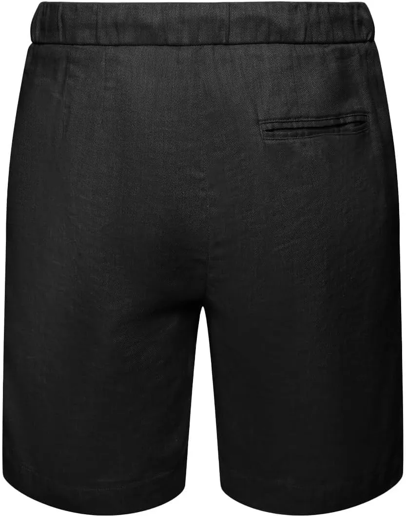 Men's Casual Cotton Linen Shorts Linen Shorts Casual Cotton Elastic Waist Summer Beach Vacation Shorts with Pockets