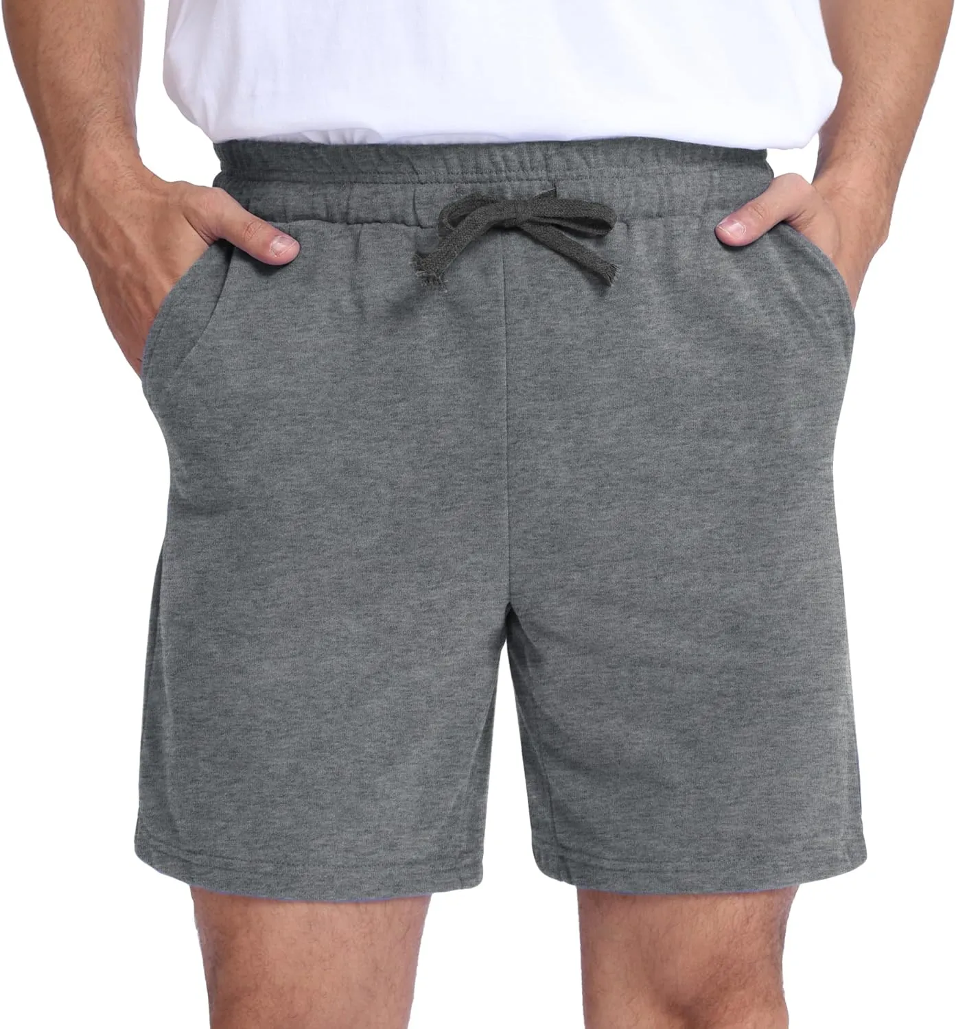 Mens Shorts 100% Cotton with Pockets  Lightweight, Soft Athletic Shorts for Lounge, Sleep, Workout