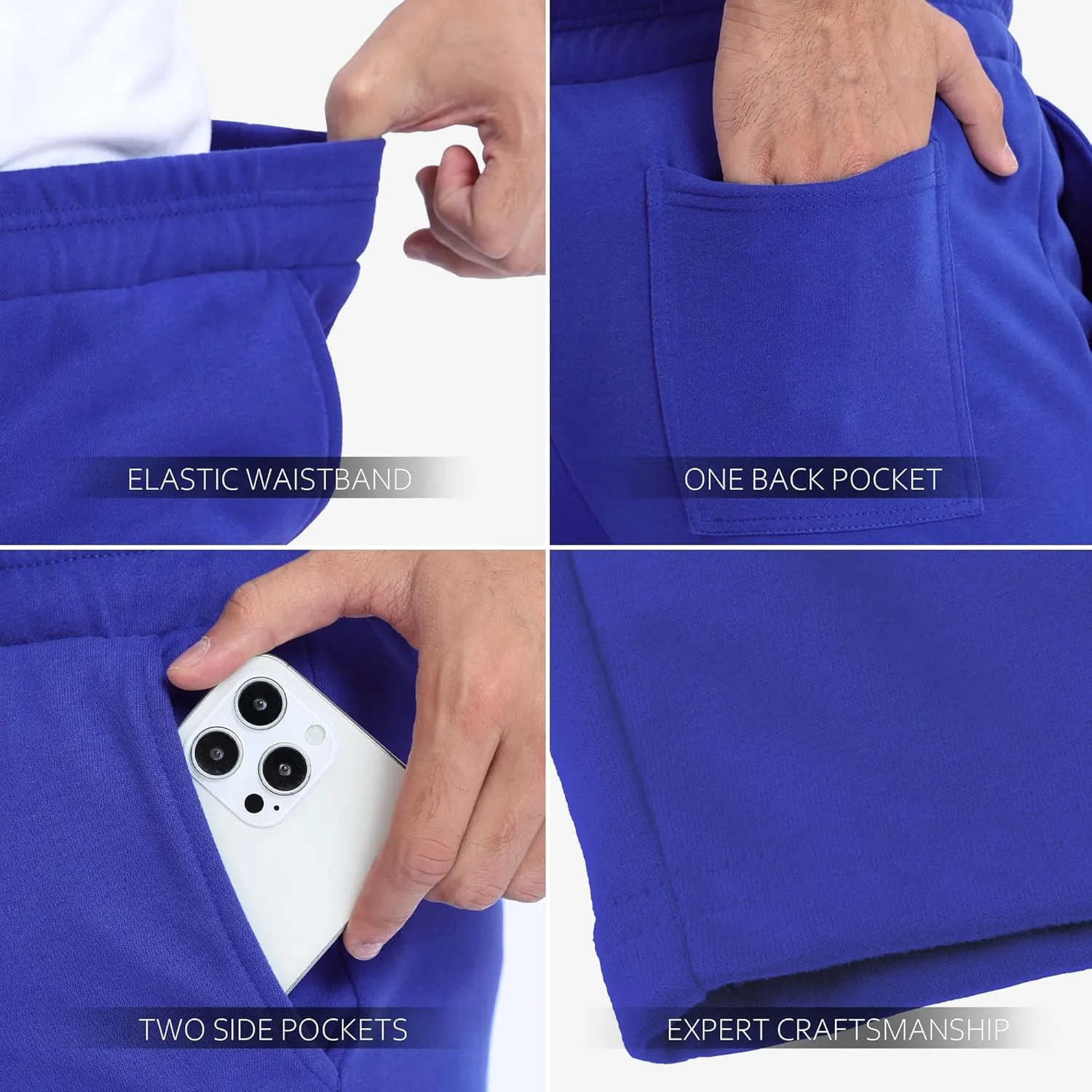 Mens Shorts 100% Cotton with Pockets  Lightweight, Soft Athletic Shorts for Lounge, Sleep, Workout