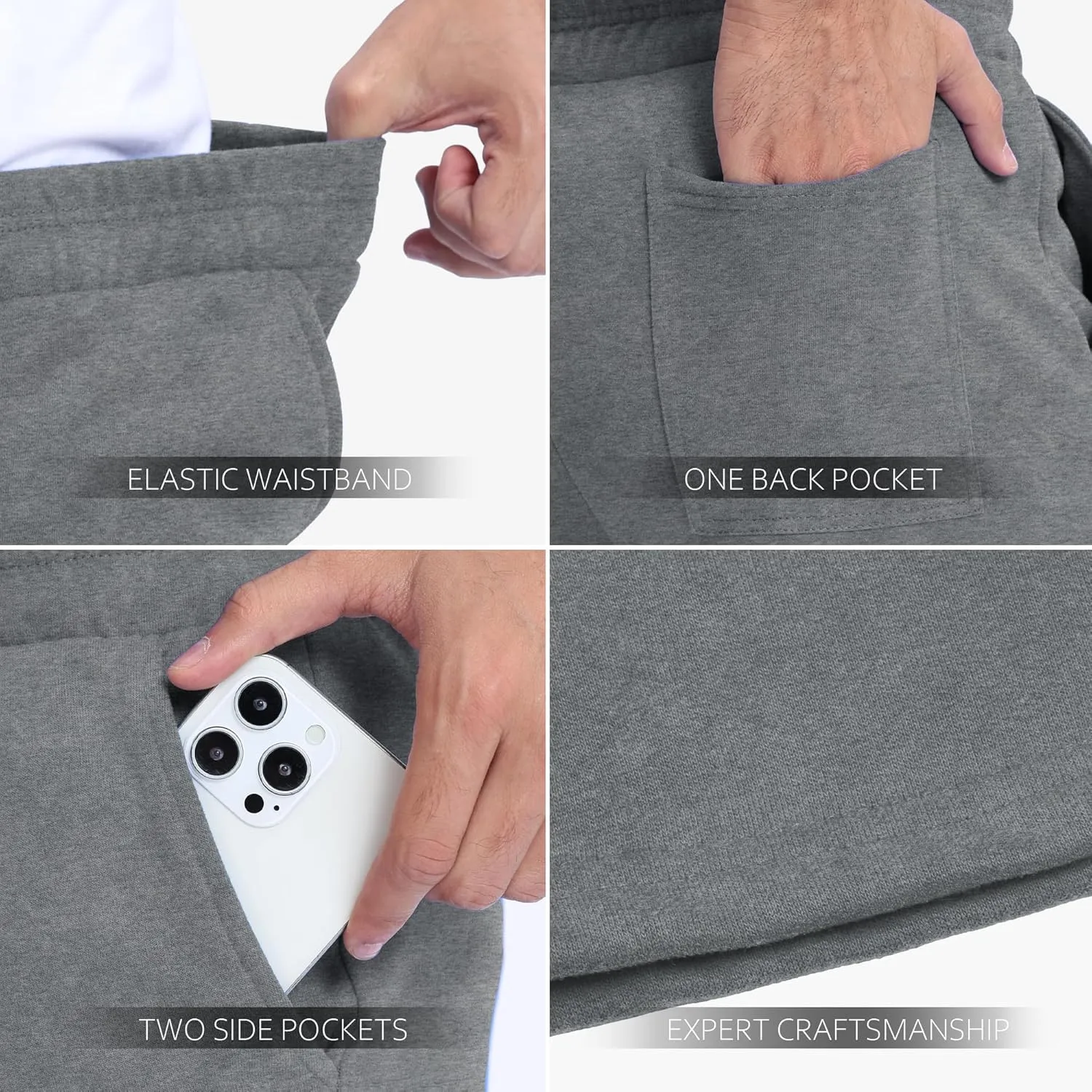 Mens Shorts 100% Cotton with Pockets  Lightweight, Soft Athletic Shorts for Lounge, Sleep, Workout
