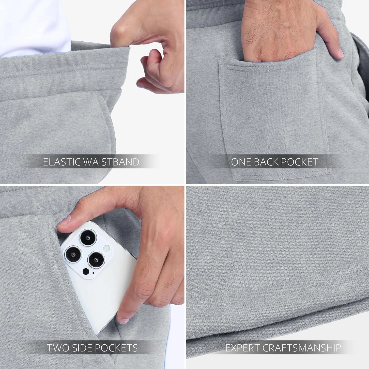 Mens Shorts 100% Cotton with Pockets  Lightweight, Soft Athletic Shorts for Lounge, Sleep, Workout