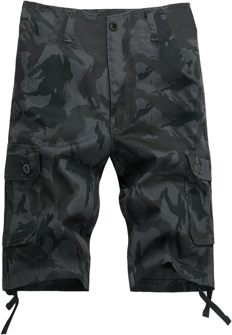Mens Shorts Casual Big and Tall Casual Twill Cargo Shorts Cotton Drawstring Classic Stretch Hiking Tactical Shorts