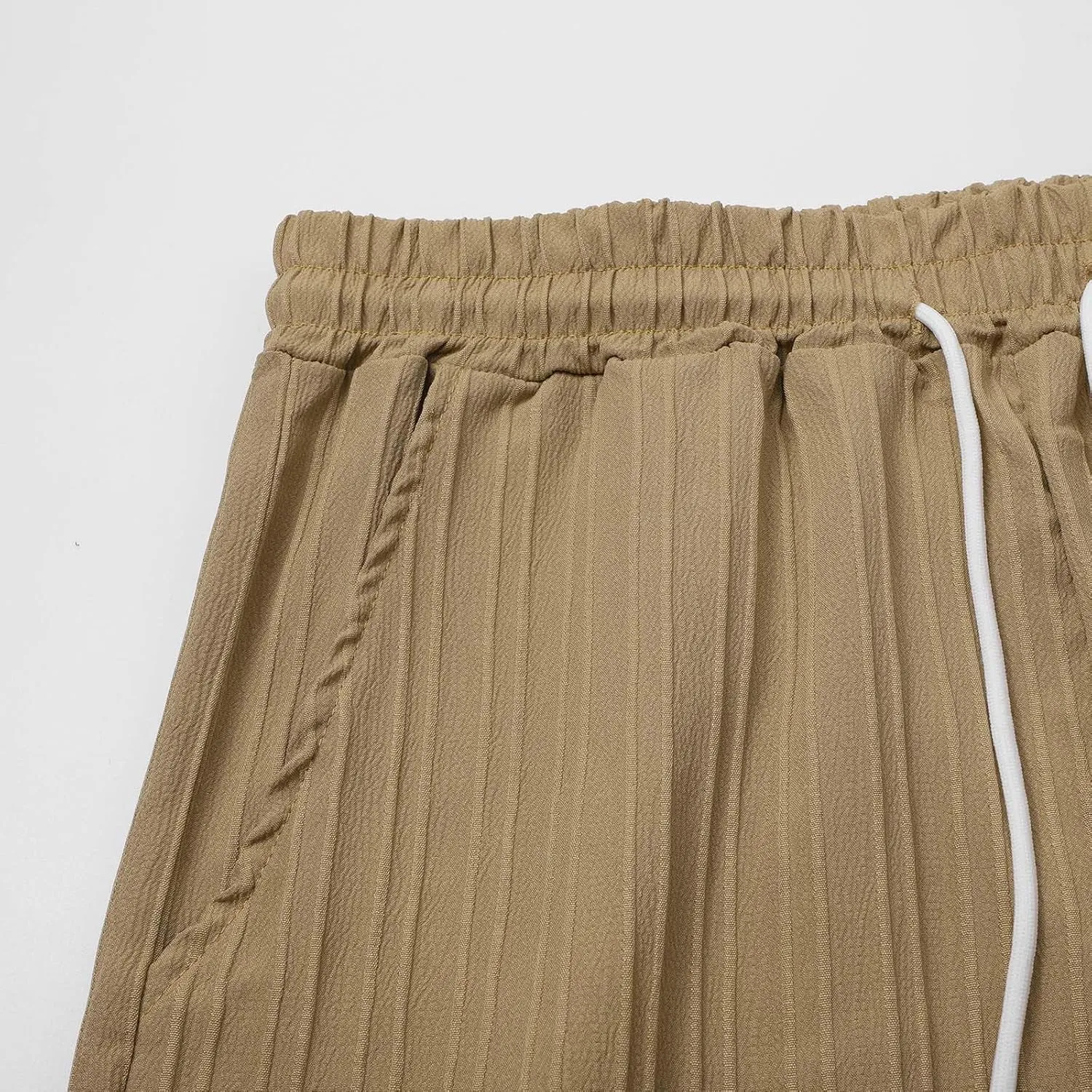 Men's Shorts Casual Loose 3/4 Shorts Drawstring Elastic Waist Baggy Wide Leg Casual Beach Yoga Trousers Shorts Men