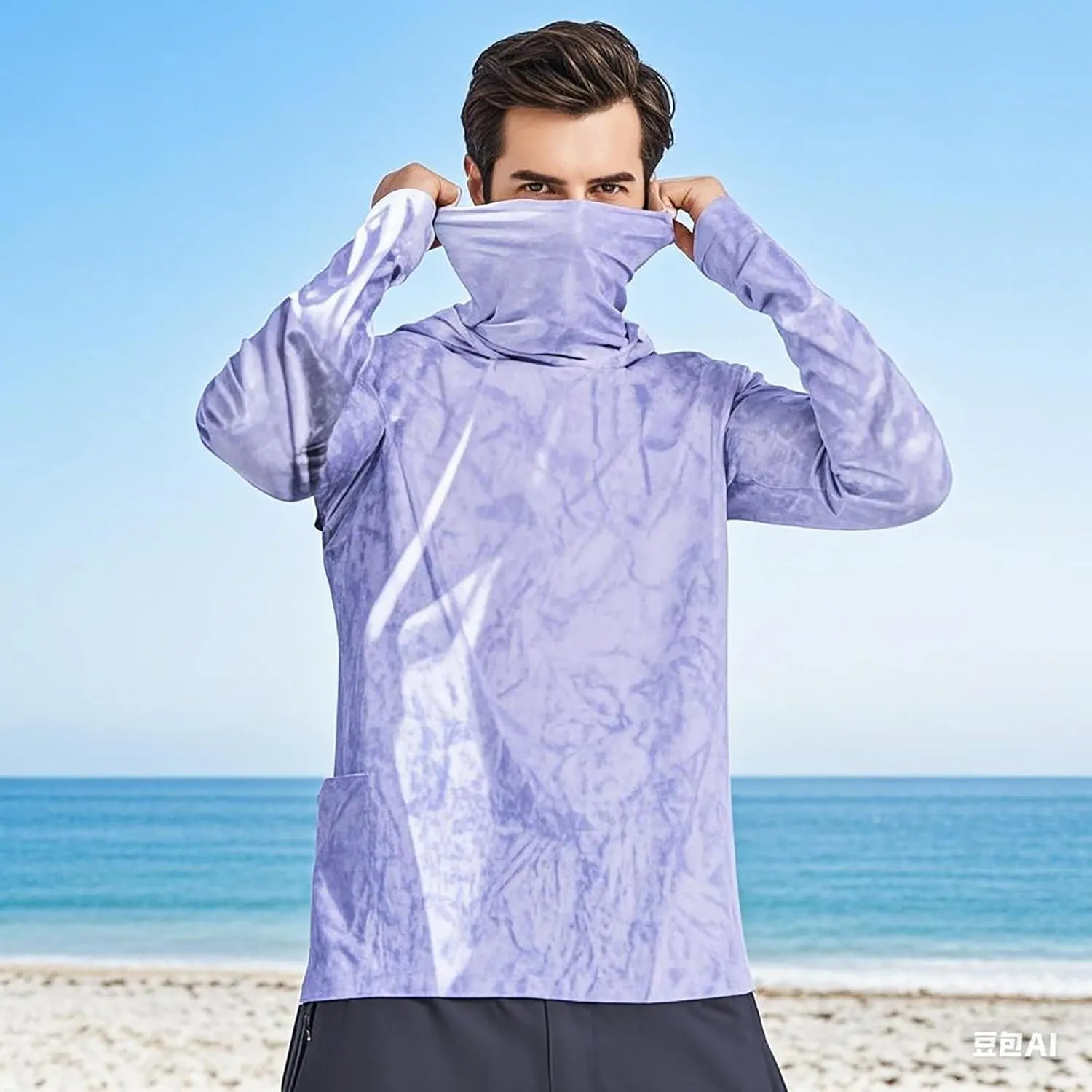 Men's Wearable Face Cover Rash Guard UPF 50  Sun Protection Lightweight Long Sleeve Unisex Fishing Hiking Sun Shirts