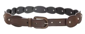 Miu Miu Brown Teardrop Tile Applique Classic Ring  Belt-