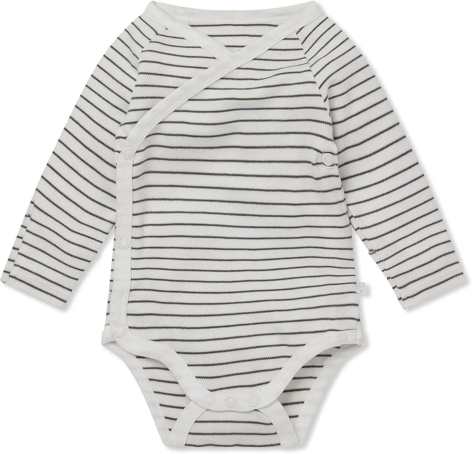 MORI Baby Long Sleeve Kimono Bodysuit for Boys and Girls - Breathable Unisex Infant Soft Wrap Romper with Nickel Free Poppers