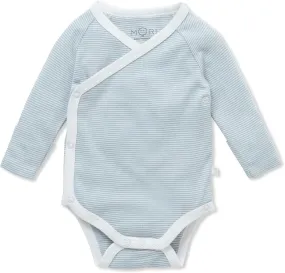 MORI Baby Long Sleeve Kimono Bodysuit for Boys and Girls - Breathable Unisex Infant Soft Wrap Romper with Nickel Free Poppers