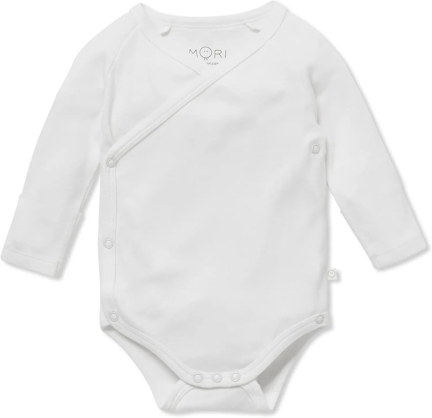 MORI Baby Long Sleeve Kimono Bodysuit for Boys and Girls - Breathable Unisex Infant Soft Wrap Romper with Nickel Free Poppers