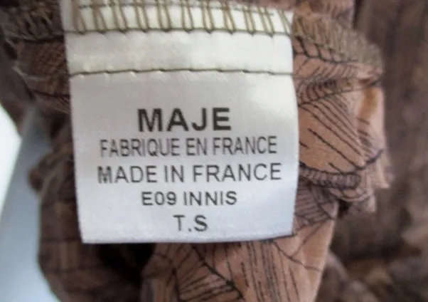 NEW MAJE PARIS 100% SILK Shift Dress S BROWN BLACK Beach Coverup BOHO Hippy