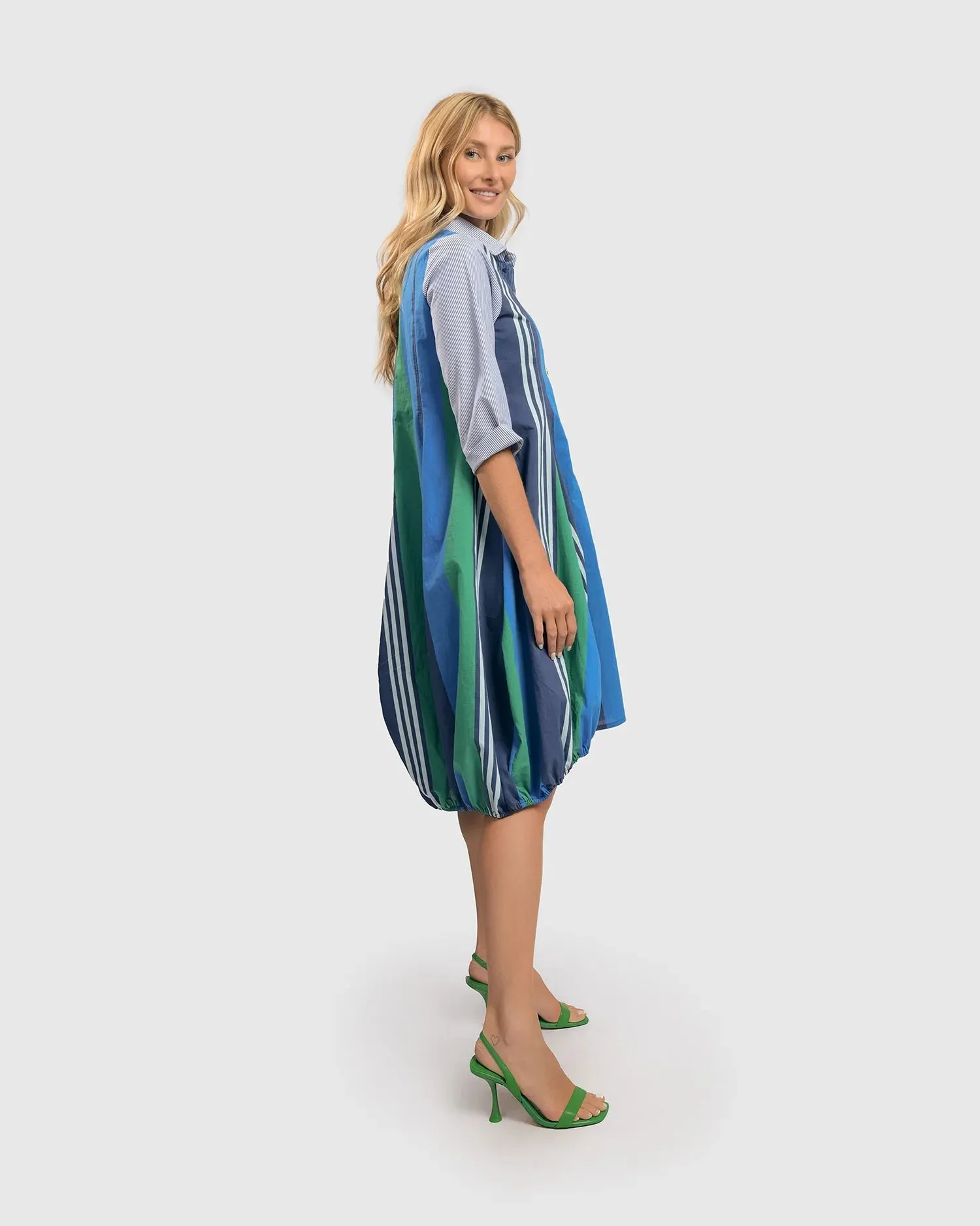 Ocean Stripe Wonderful Dress, Marine