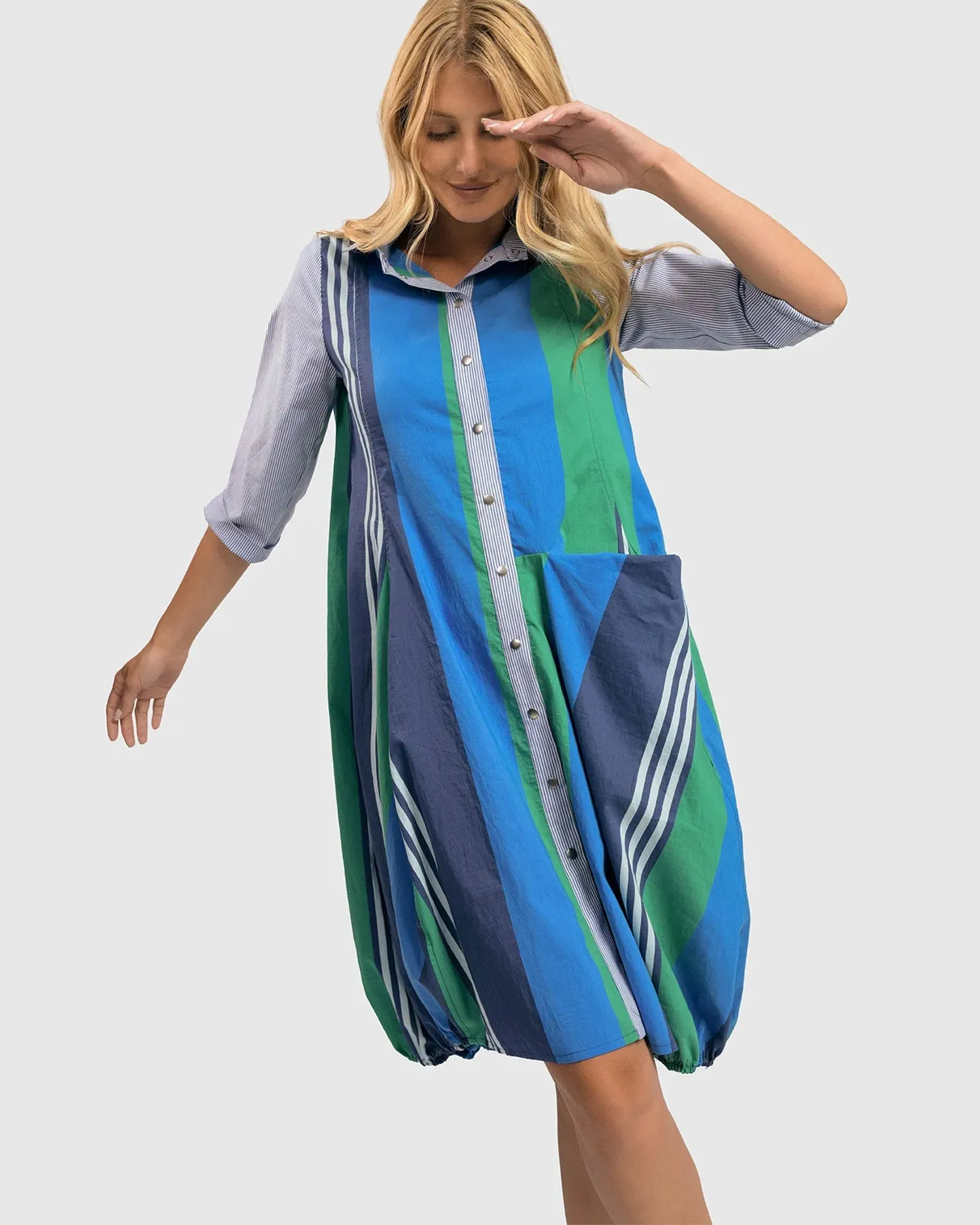 Ocean Stripe Wonderful Dress, Marine