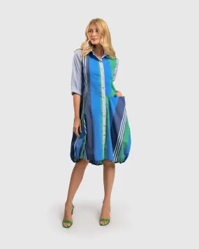 Ocean Stripe Wonderful Dress, Marine