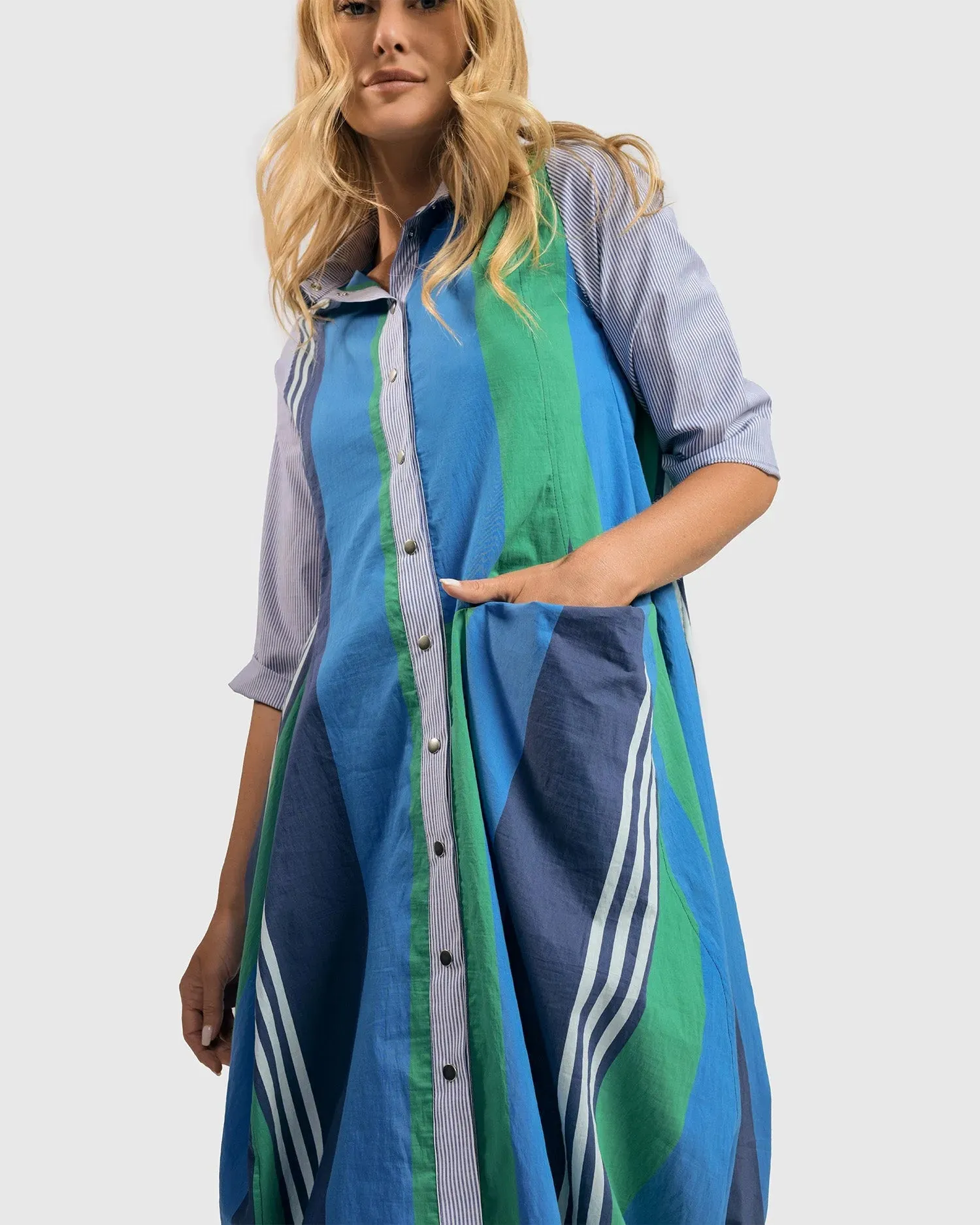 Ocean Stripe Wonderful Dress, Marine