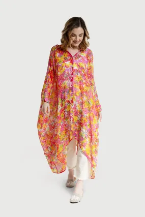 Oversized Colorful Floral Shirt Long