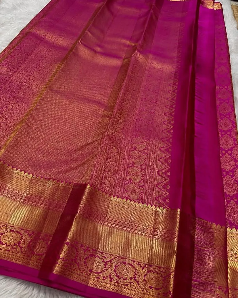 Phenomenal Dark Pink Soft Silk Saree With Ethereal Blouse Piece