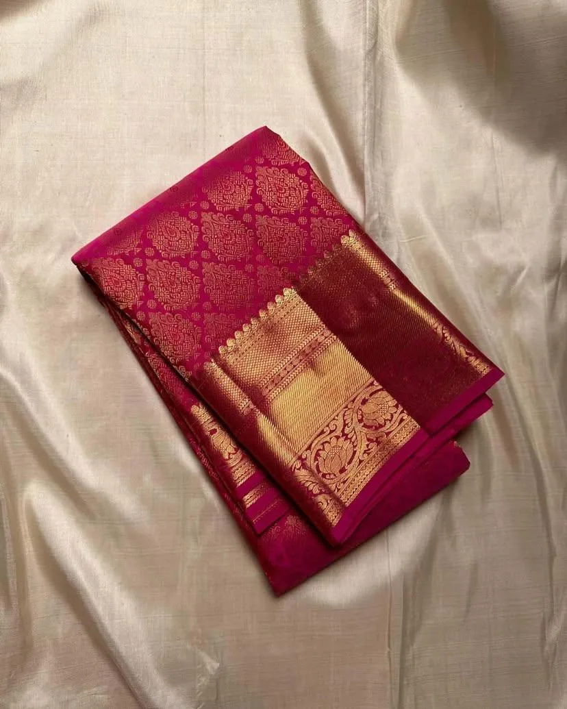Phenomenal Dark Pink Soft Silk Saree With Ethereal Blouse Piece