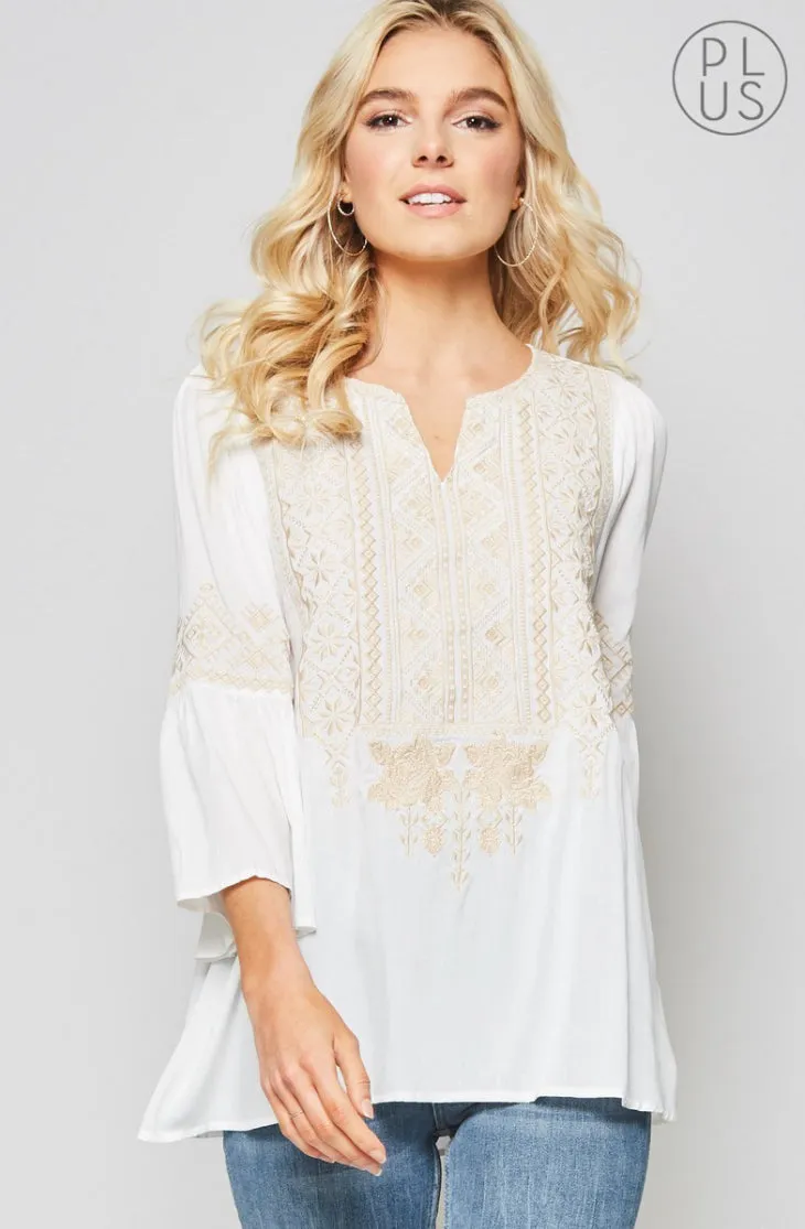 Plus-Size Embroidery Tunic