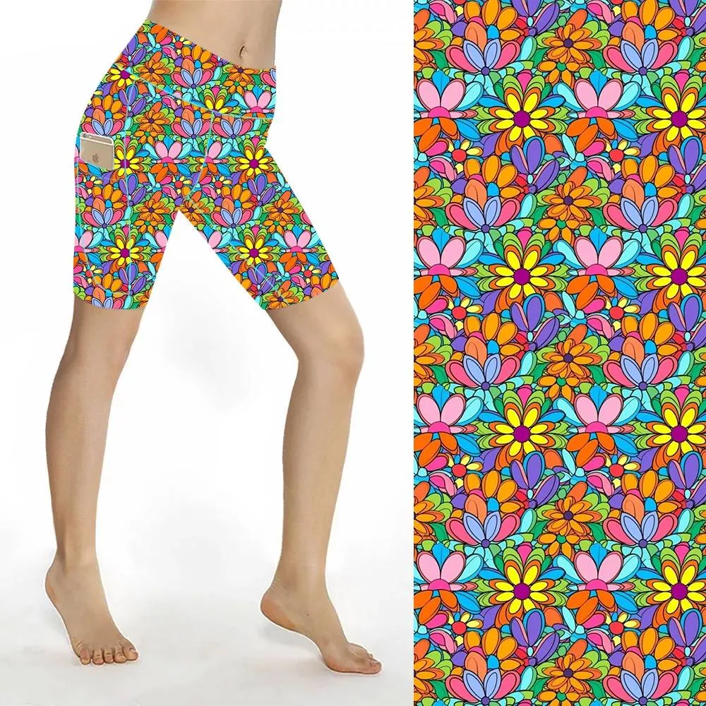 Sculpt Yoga Biker Shorts - Flower Dazzle